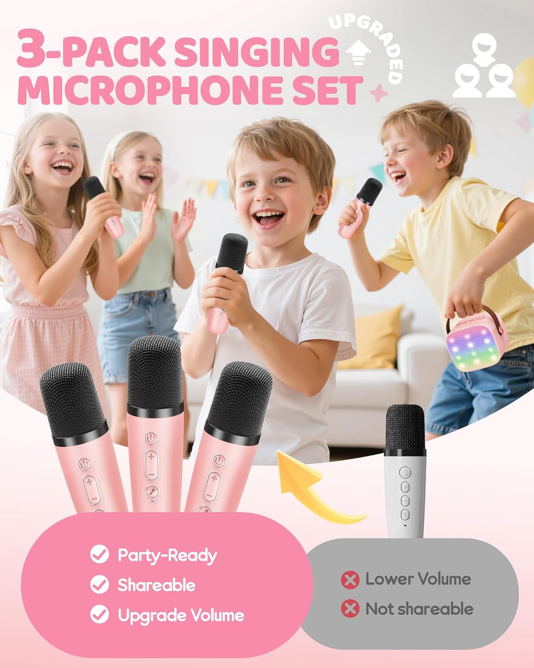 Portable Mini Karaoke Machine with Bluetooth Speaker & 2 Wireless Mics – Veylo