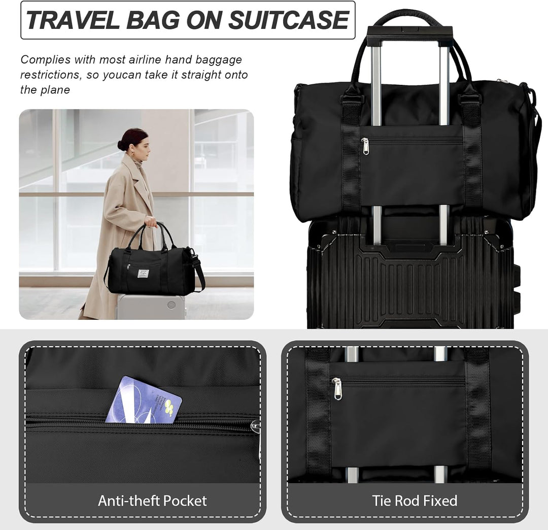 Waterproof Travel Duffel with Shoe Compartment & Wet Pocket – Unisex Gym Bag