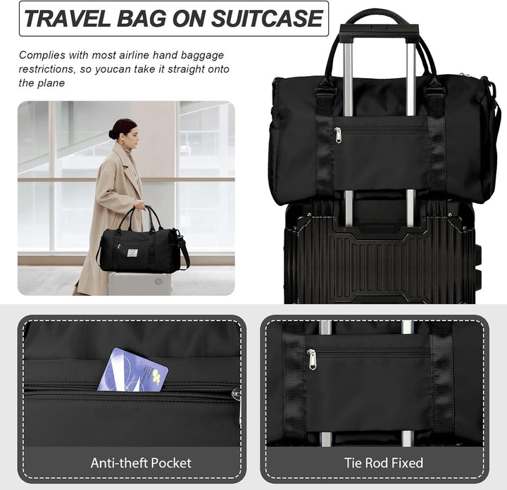 Waterproof Travel Duffel with Shoe Compartment & Wet Pocket – Unisex Gym Bag
