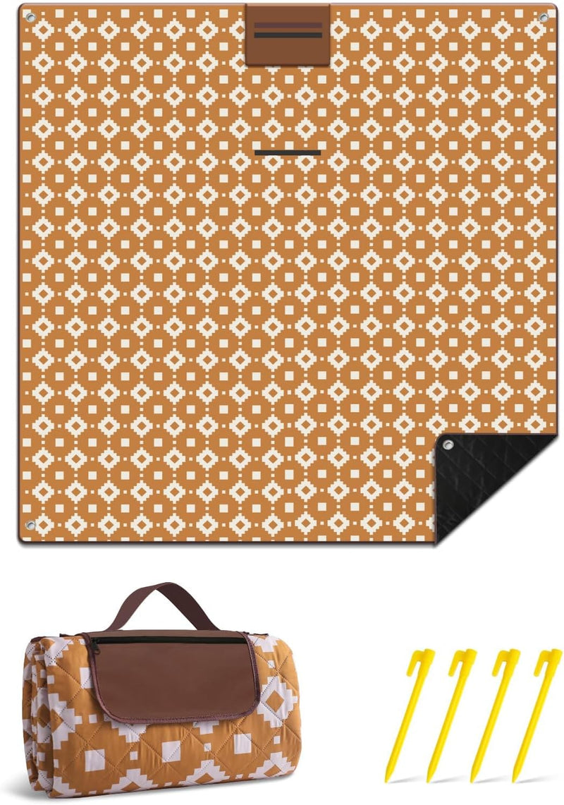 Extra Large Waterproof Picnic Blanket 200 × 200 cm with 3 Layers – MeadowRest