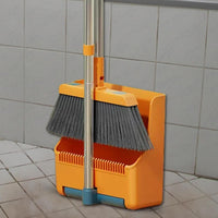 Large Broom and Dustpan Set – Long Handle with 180° Rotating Broom Head – Clavira