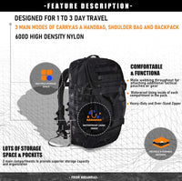 Waterproof Tactical Gym Duffel Backpack – 45L Multi-Use Travel & Sports Bag