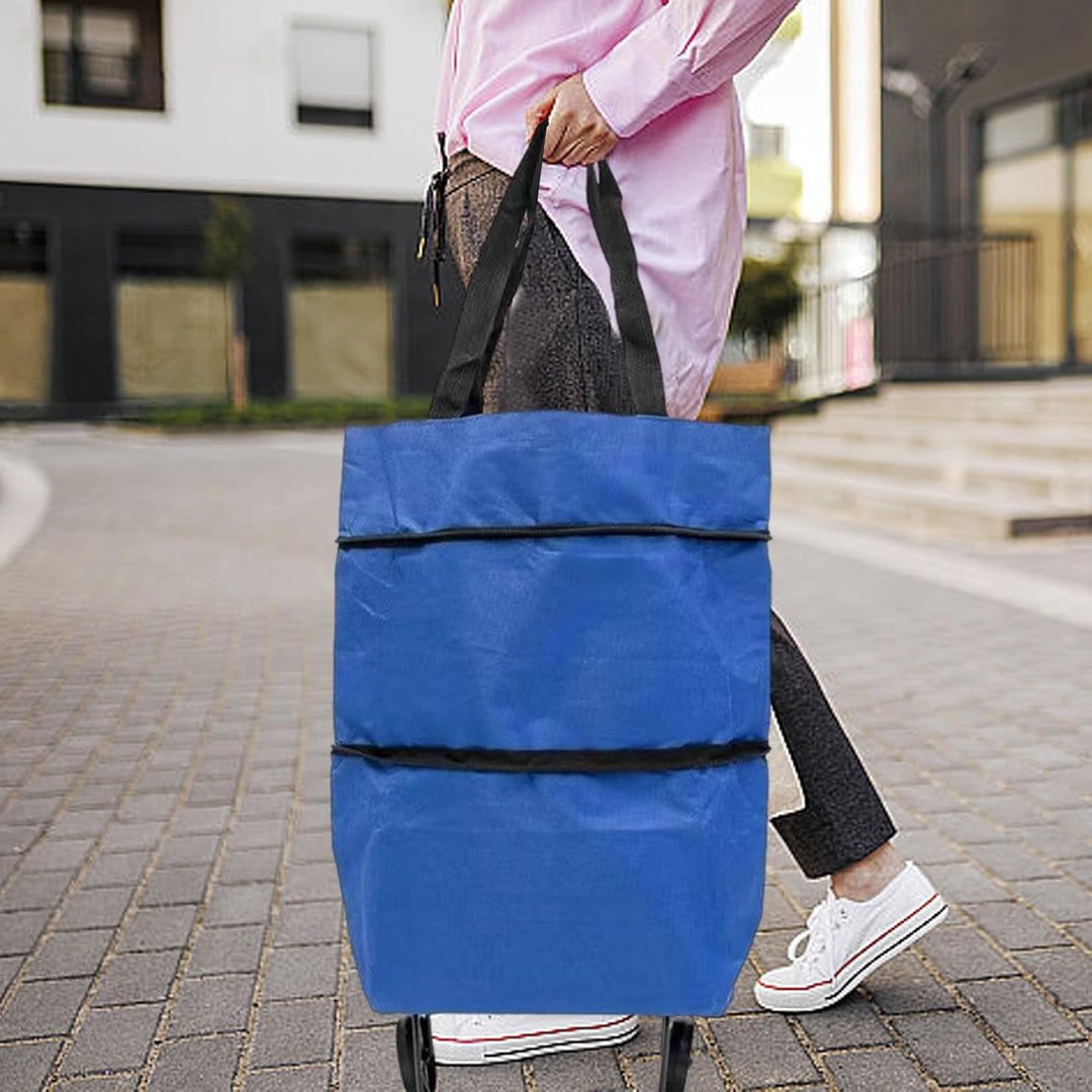 Large Capacity Foldable Shopping Bag with Wheels Reusable Cart Tote (1+1 FREE) – Veytra