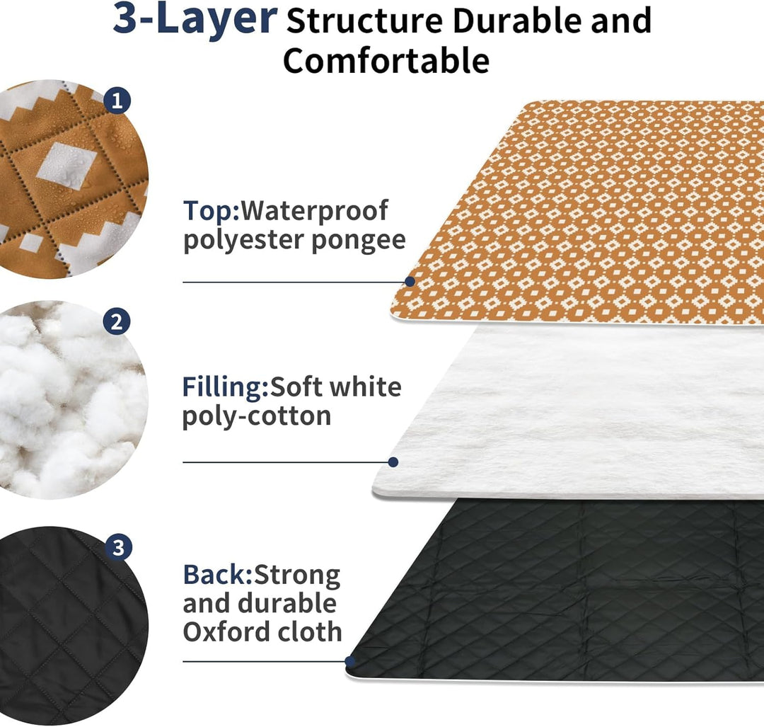 Extra Large Waterproof Picnic Blanket 200 × 200 cm with 3 Layers – MeadowRest