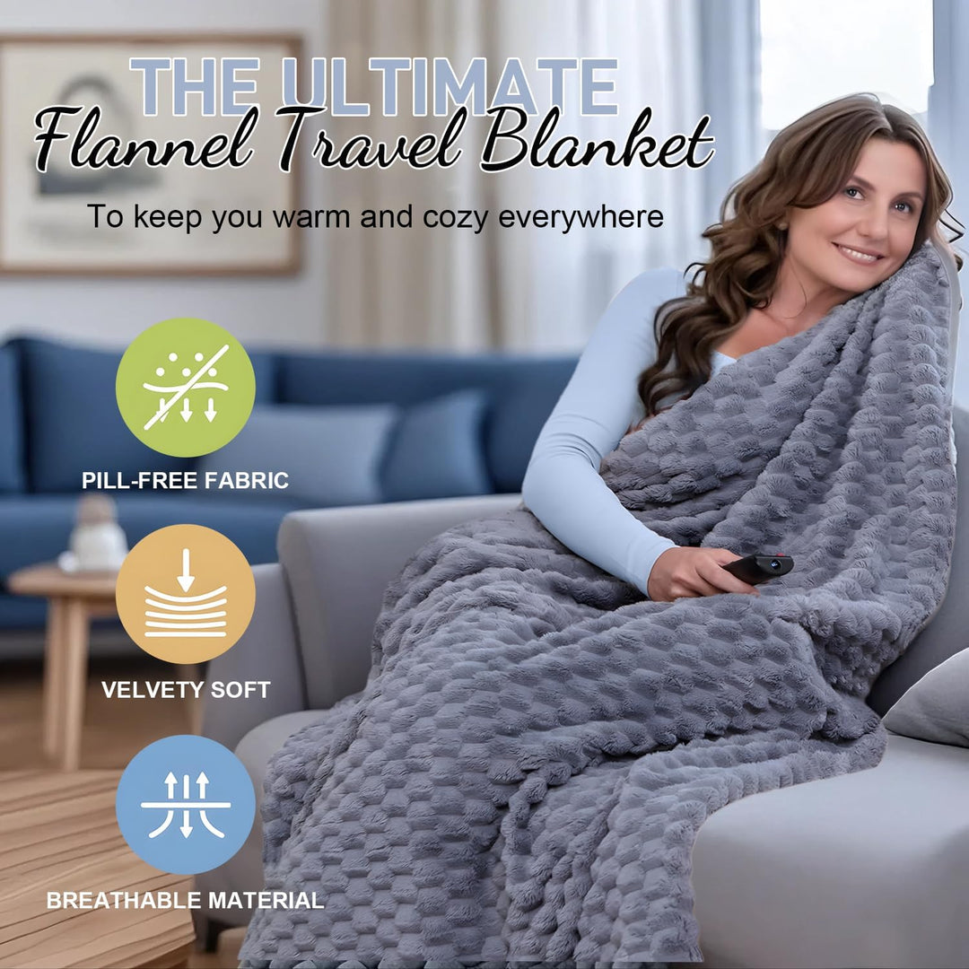 Packable Flannel Travel Blanket with Pillow Bag and Luggage Sleeve – Trevora