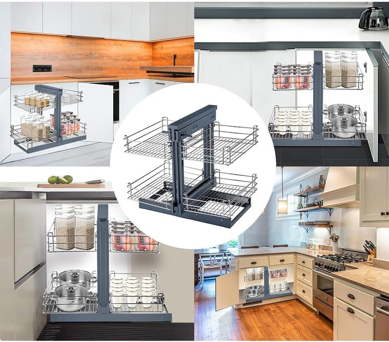 Robust Carbon Steel Blind Corner Cabinet Pull Out Shelf – Zevora