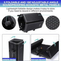 Triple-Layer Foldable Microphone Isolation Shield with Tripod Stand