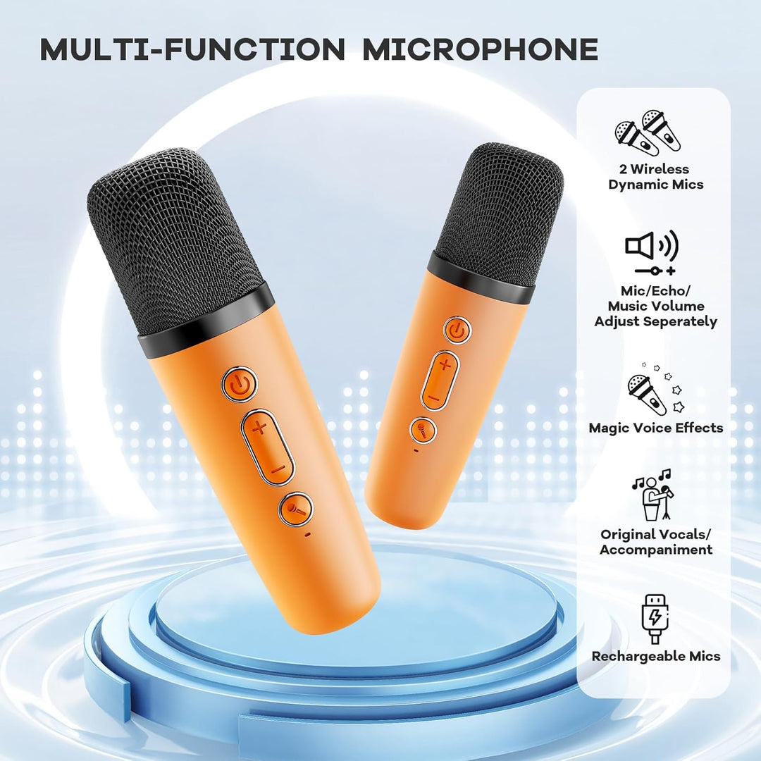 Portable Mini Karaoke Machine with Bluetooth Speaker & 2 Wireless Mics – Veylo