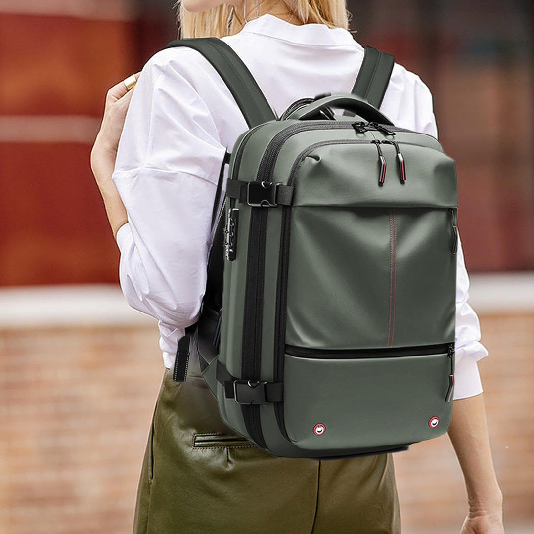 Air Vacuum Backpack – Expandable 60L Waterproof Travel Pack with Laptop Compartment – Trivora