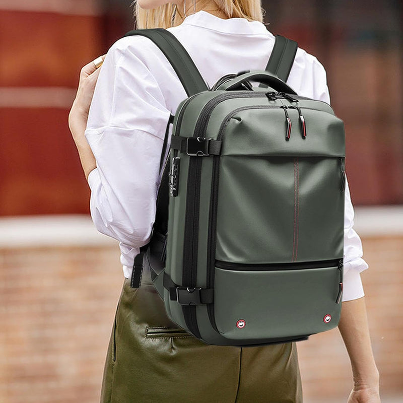 Air Vacuum Backpack – Expandable 60L Waterproof Travel Pack with Laptop Compartment – Trivora