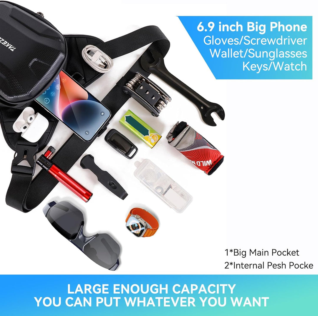 Tactical Motorcycle Leg Bag with Waterproof EVA Shell & Expandable Storage
