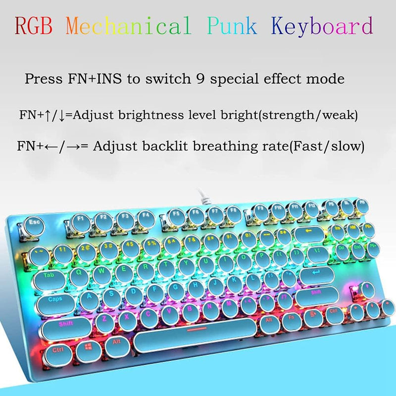 87-Key Mechanical Gaming Keyboard RGB Backlit Blue Switch