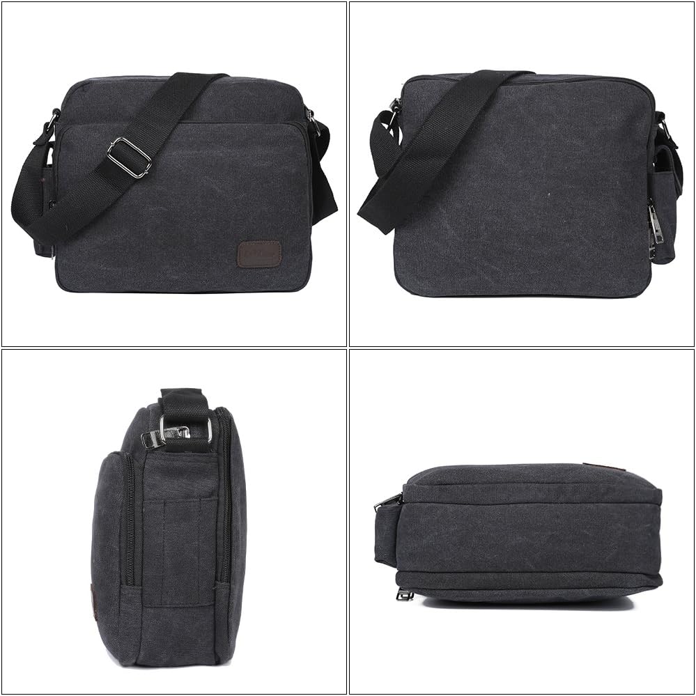 Men’s Canvas Messenger Shoulder Bag – Compact Crossbody for Work & Travel