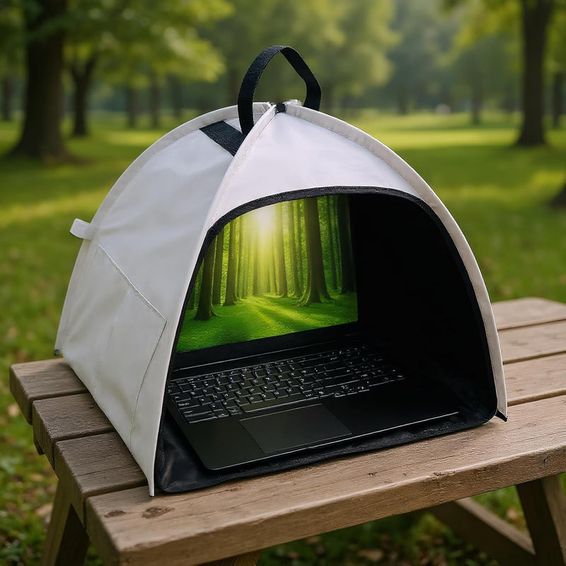 Laptop Sun Shade – Foldable Anti-Glare Privacy Tent for 13–16" Devices – Travory