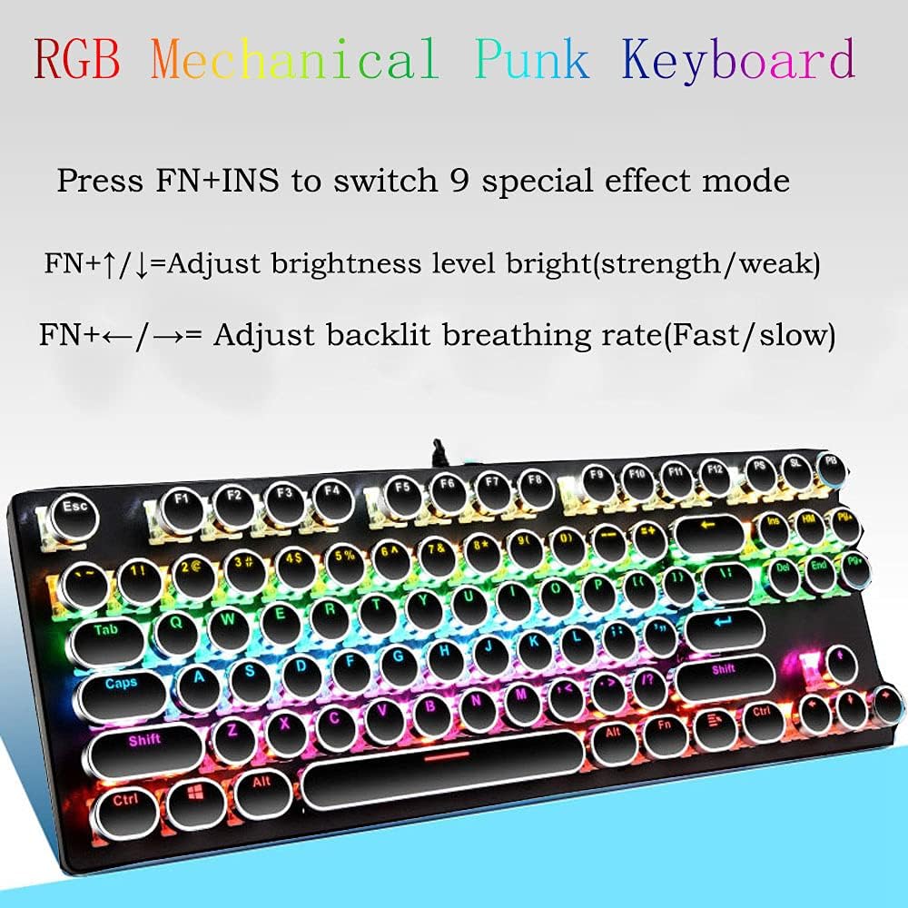 87-Key Mechanical Gaming Keyboard RGB Backlit Blue Switch