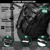 Waterproof Tactical Gym Duffel Backpack – 45L Multi-Use Travel & Sports Bag
