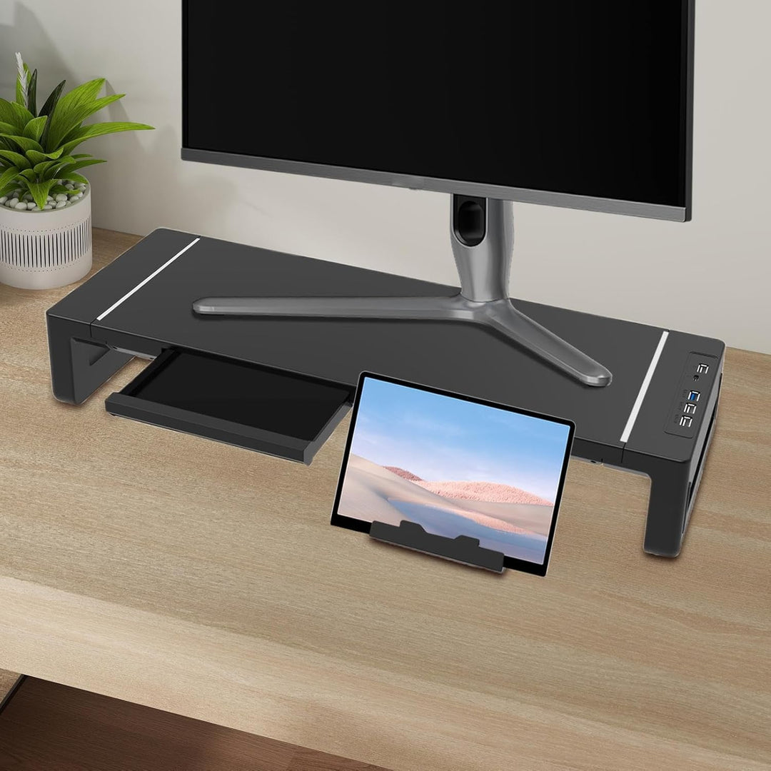 Height Adjustable Monitor Stand with Drawer – Stravon