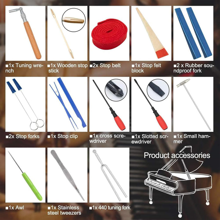 Professional 16-Piece Piano Tuning Kit with Storage Case – Arvena