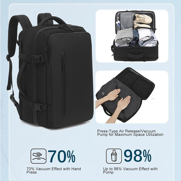 Expandable Vacuum Travel Backpack 56–75L with Pump – Dravion