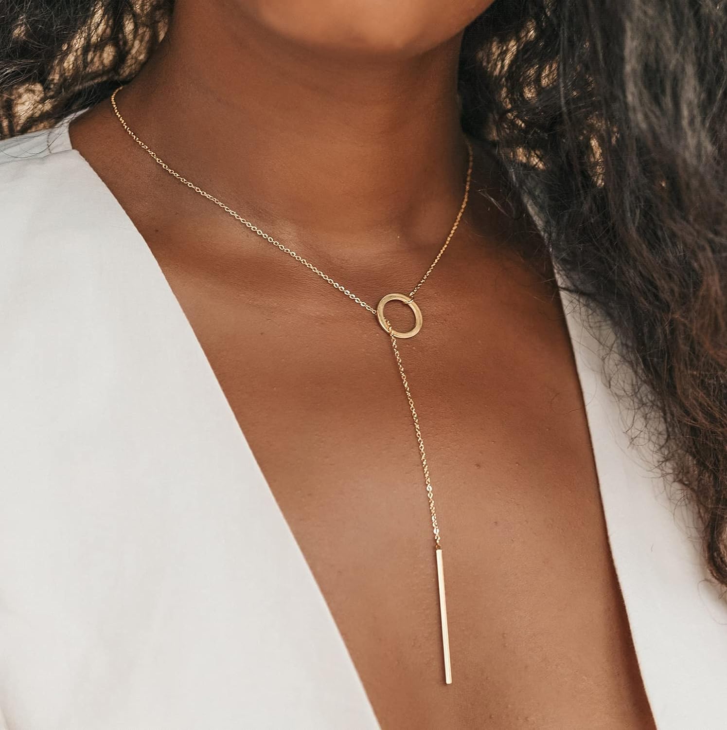 Gold Drop Bar Lariat Necklace | Elegant Women's Jewellery | Versatile Style