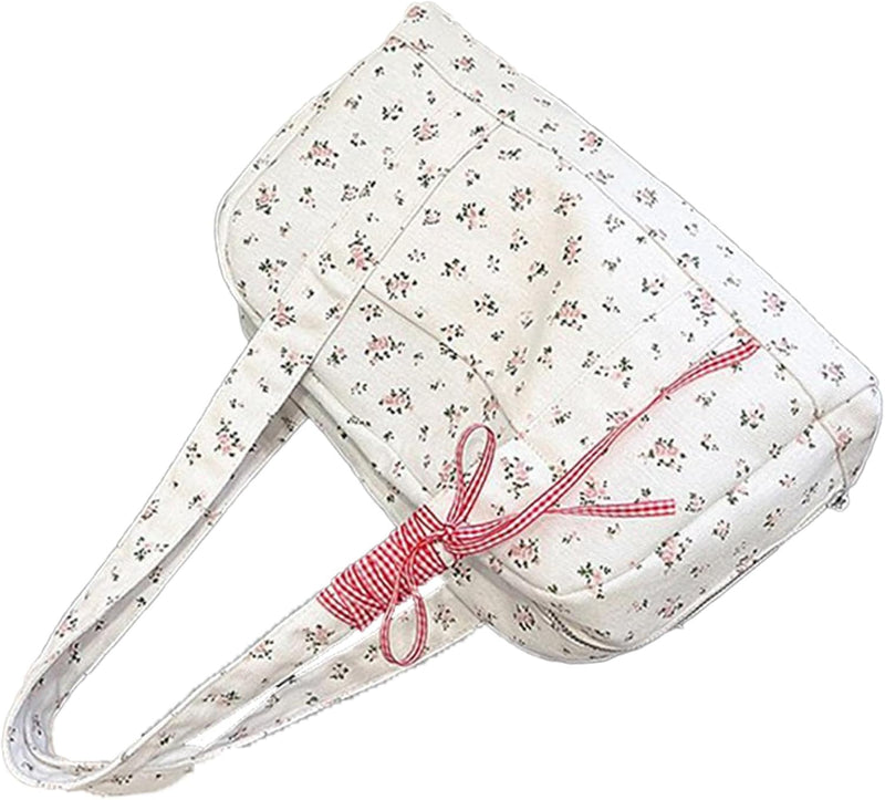 Bow Duffle Bag – Large Canvas Weekender with Ribbon Accent – Floria