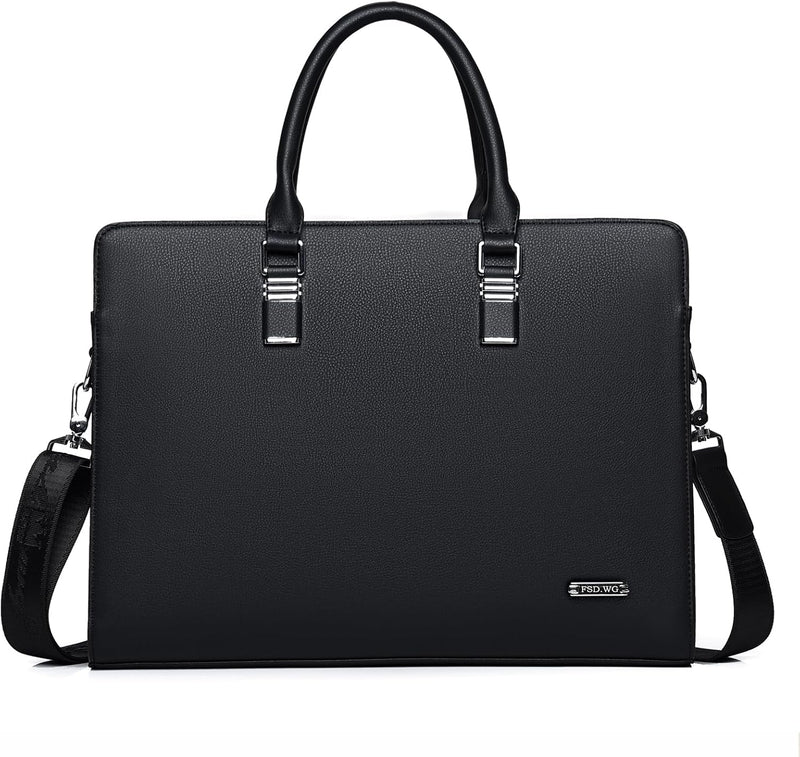 Genuine Leather Multi-Compartment Business Briefcase for Professionals