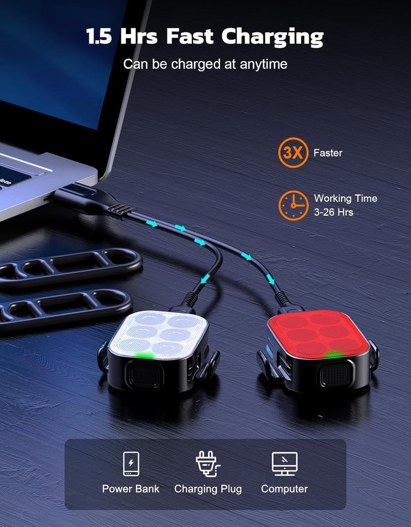 Ultra Slim USB Rechargeable Bike Light Set with 4+6 Modes – SlimBeam