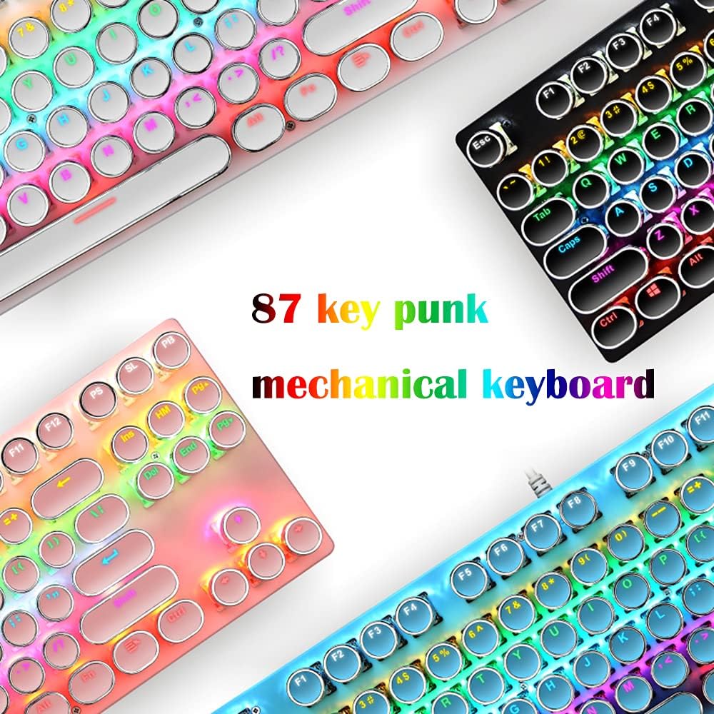 87-Key Mechanical Gaming Keyboard RGB Backlit Blue Switch