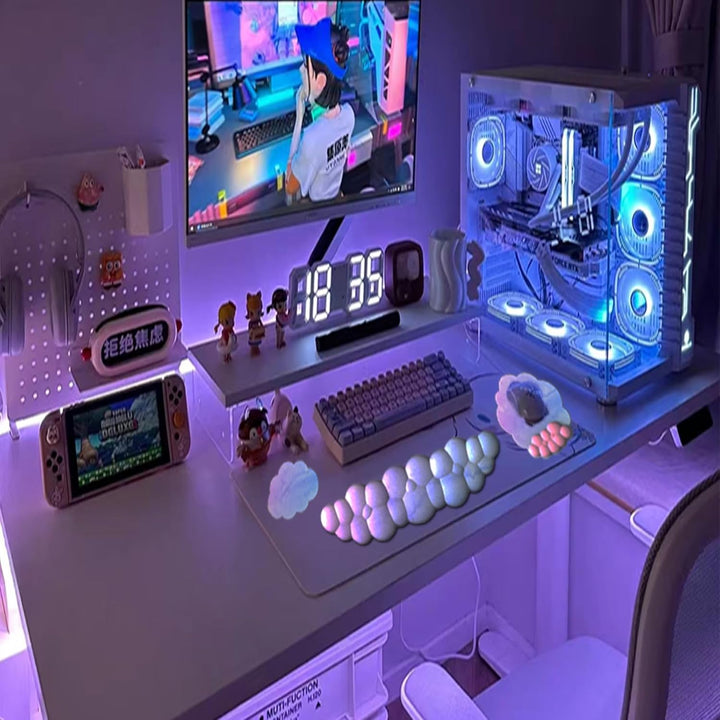 Cloud-Shaped Ergonomic Wrist Rest Set with Mouse Pad & Coaster – Zeyora