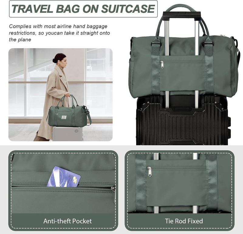 Waterproof Travel Duffel with Shoe Compartment & Wet Pocket – Unisex Gym Bag