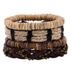 STYLISH 4-PIECE WOOD AND LEATHER BRACELET SET