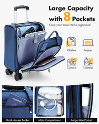 Airline-Approved Underseat Carry-On with Spinner Wheels & Laptop Pocket