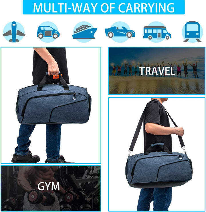 Waterproof 35L Gym Duffel with Shoe Compartment & Wet Pocket – Unisex Sports & Travel Bag