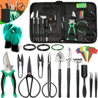 24-Piece Bonsai Tree Care Kit with High-Carbon Steel Tools and PU Leather Bag – Sevora