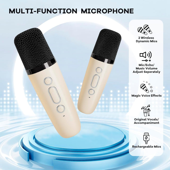 Portable Mini Karaoke Machine with Bluetooth Speaker & 2 Wireless Mics – Veylo