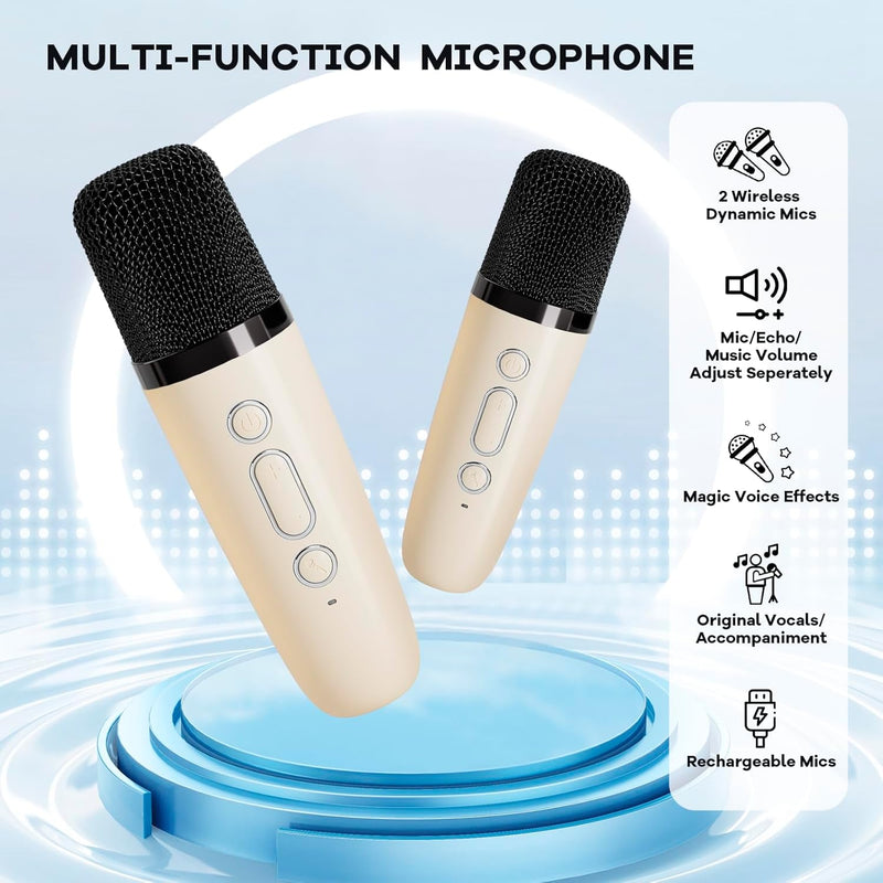 Portable Mini Karaoke Machine with Bluetooth Speaker & 2 Wireless Mics – Veylo