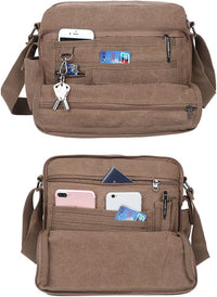 Men’s Canvas Messenger Shoulder Bag – Compact Crossbody for Work & Travel