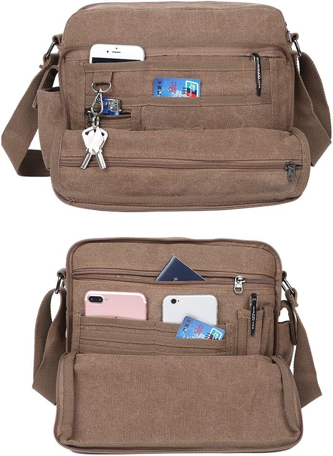 Men’s Canvas Messenger Shoulder Bag – Compact Crossbody for Work & Travel