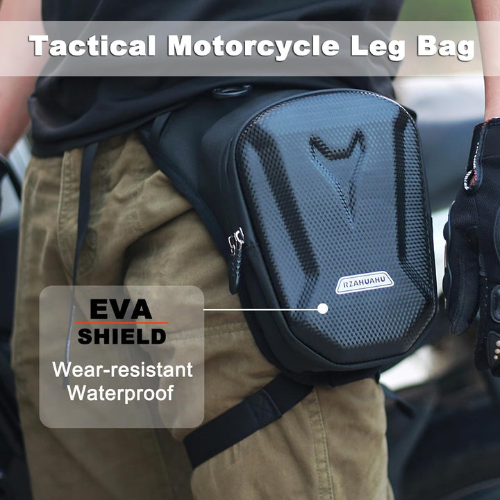 Tactical Motorcycle Leg Bag with Waterproof EVA Shell & Expandable Storage