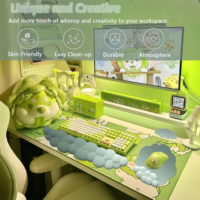 Cloud-Shaped Ergonomic Wrist Rest Set with Mouse Pad & Coaster – Zeyora