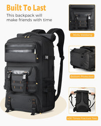 50L Flight-Approved Travel Backpack with Shoe Compartment & Convertible Carry