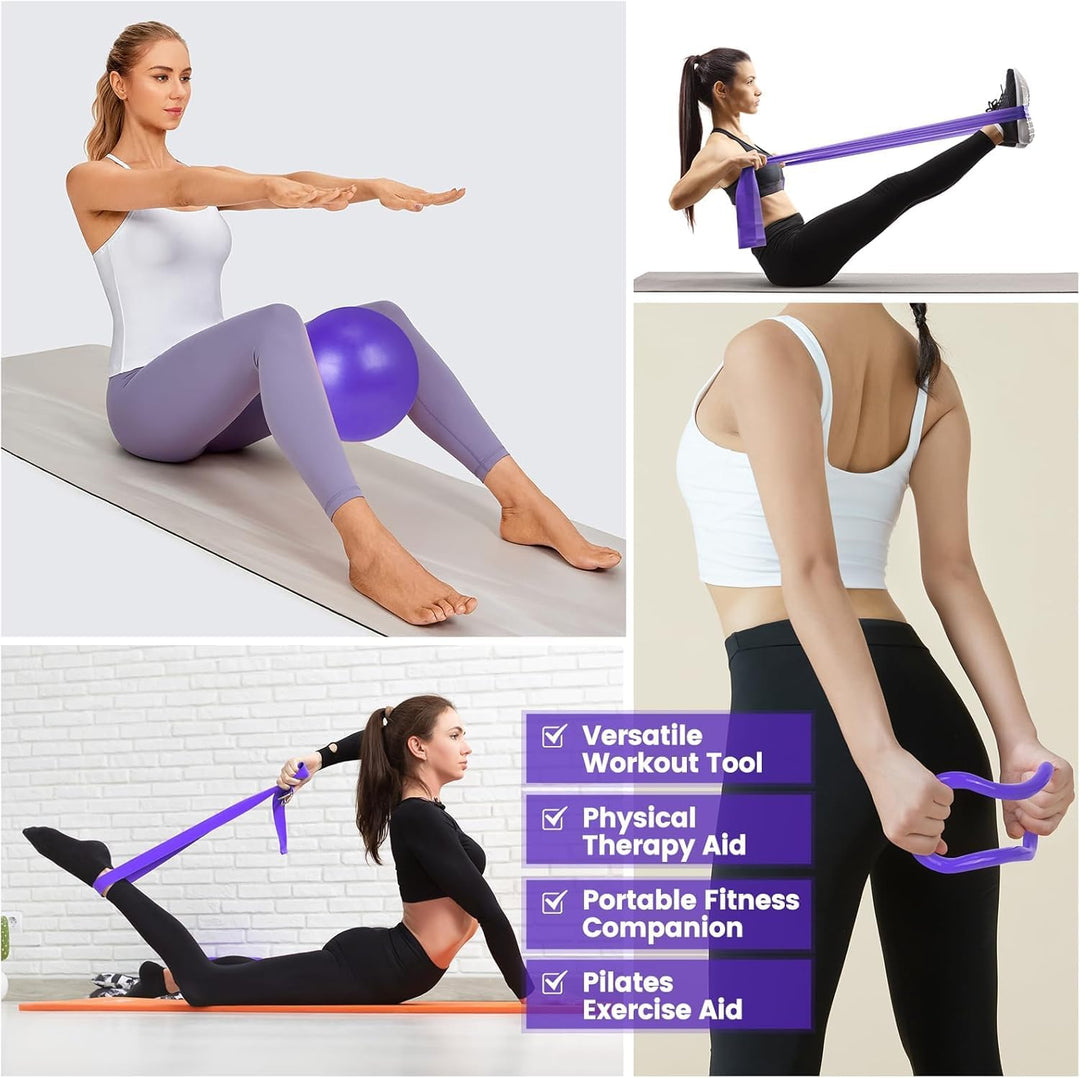 9PCS Home Pilates Kit with Ring, Ball, Bands & Non-Slip Socks