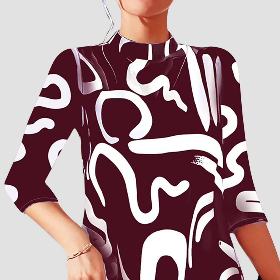Ladies' mini dress with long sleeves & round neck – Elanora