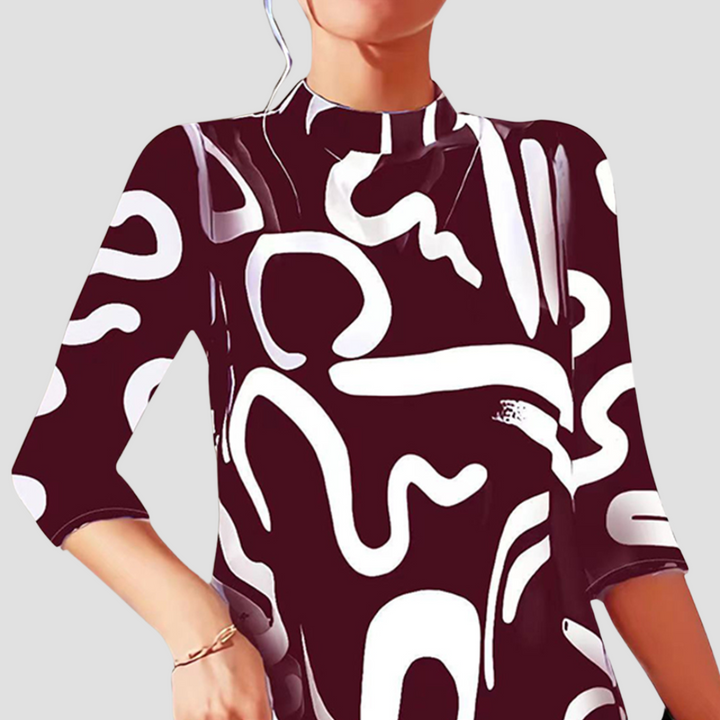 Ladies' mini dress with long sleeves & round neck – Elanora