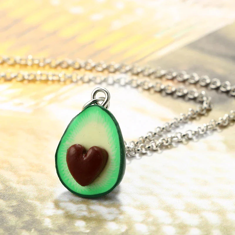 Avocado Heart Necklace | Sterling Silver Pendant | Cute Charm Jewellery