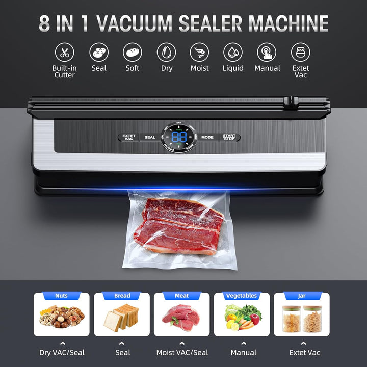 8-in-1 Vacuum Sealing Machine with Built-in Cutter-State of Style