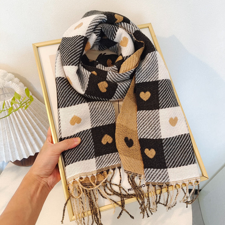Striped women's scarf made of polyester for autumn & winter – Aurelie