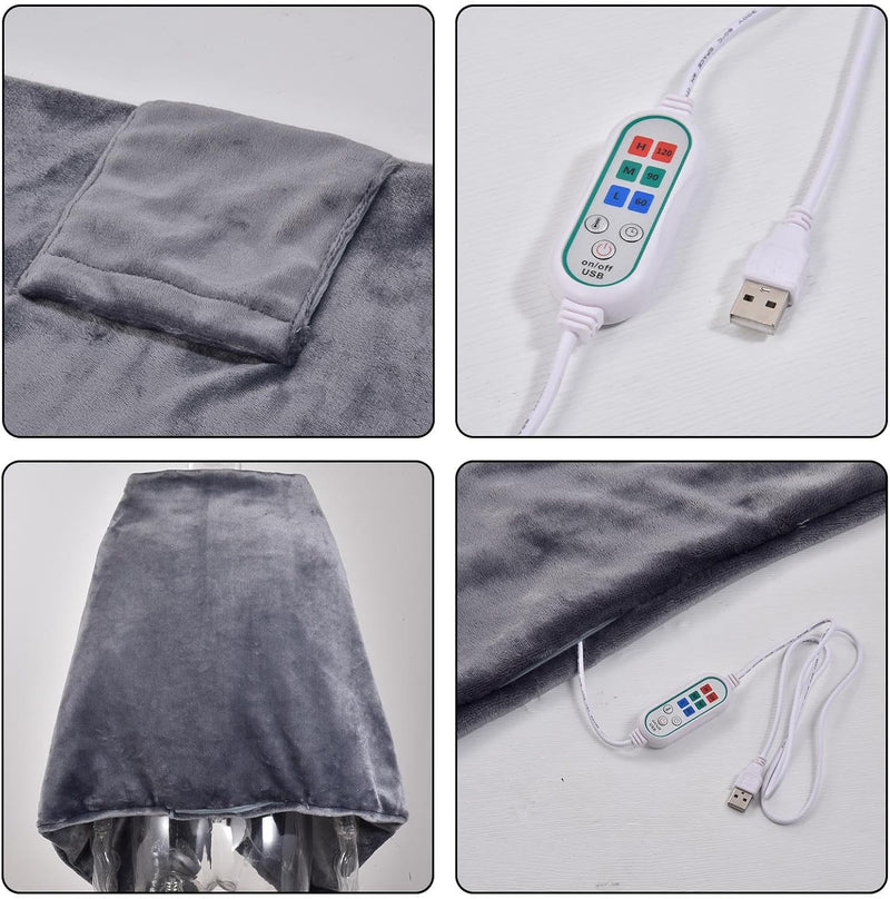 USB Heated Shawl – Portable Electric Wrap with 3 Heat Levels & Overheat Protection – Venora