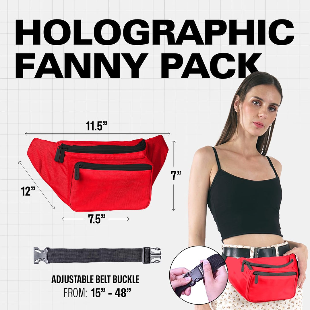 Holographic Bum Bag with Adjustable Strap – Unisex Waist & Festival Pack (1+1 FREE)