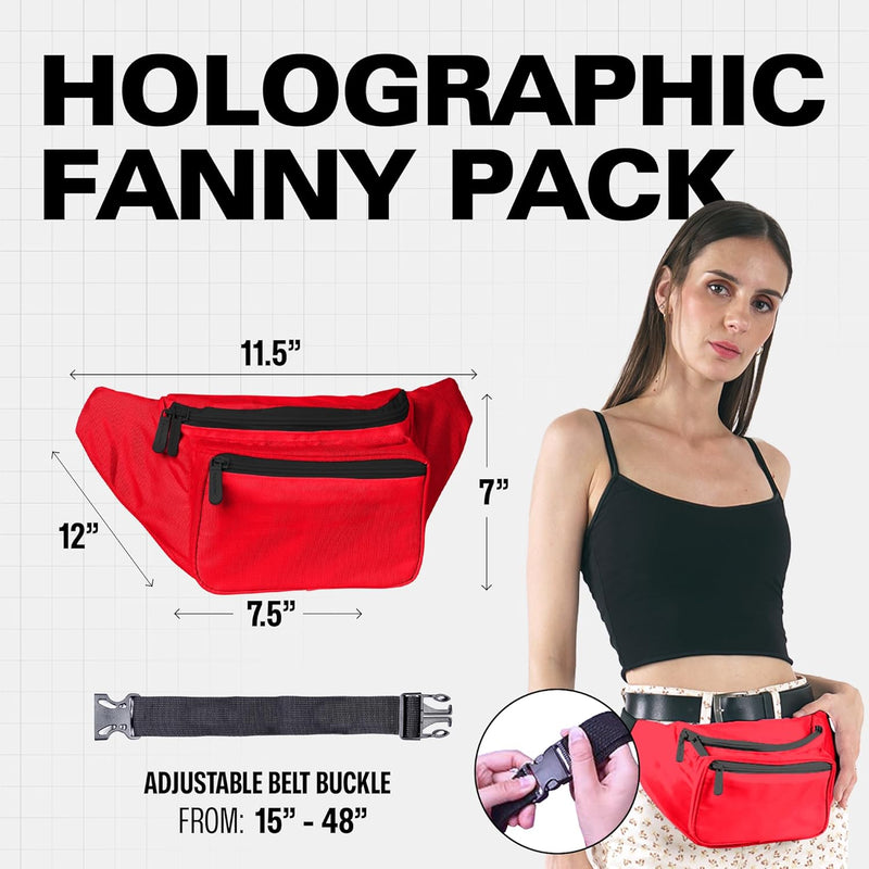 Holographic Bum Bag with Adjustable Strap – Unisex Waist & Festival Pack (1+1 FREE)